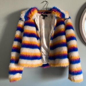 Striped Faux Fur Jacket